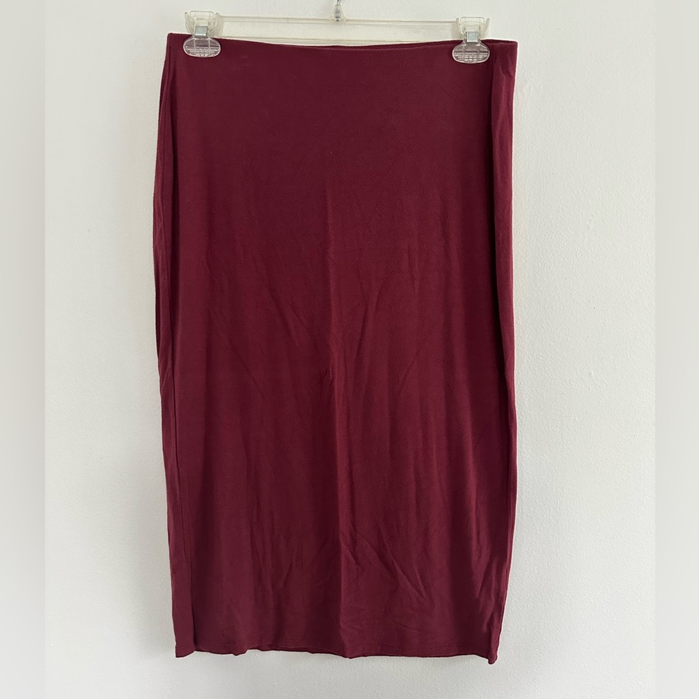 Burgundy midi skirt